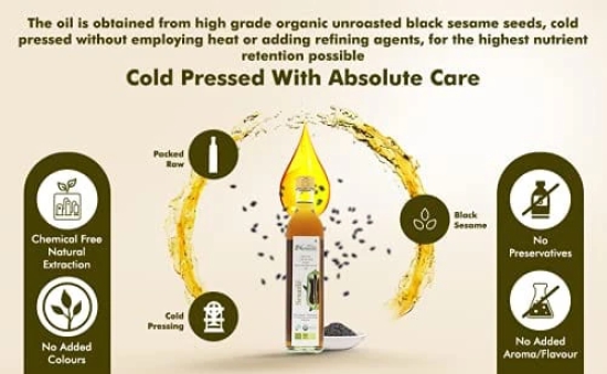 Farm Naturelle-Organic Virgin Cold Pressed Black Sesame Seed/Til/Gingelly Cooking Oil (1L)