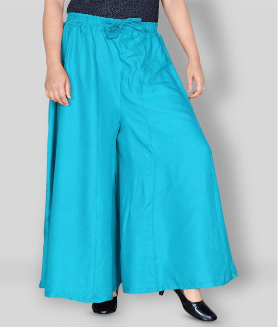 Sttoffa - Turquoise Rayon Flared Women's Palazzos ( Pack of 1 ) - None