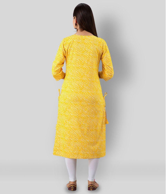 Lee Moda - Yellow Cotton Blend Womens Straight Kurti - L