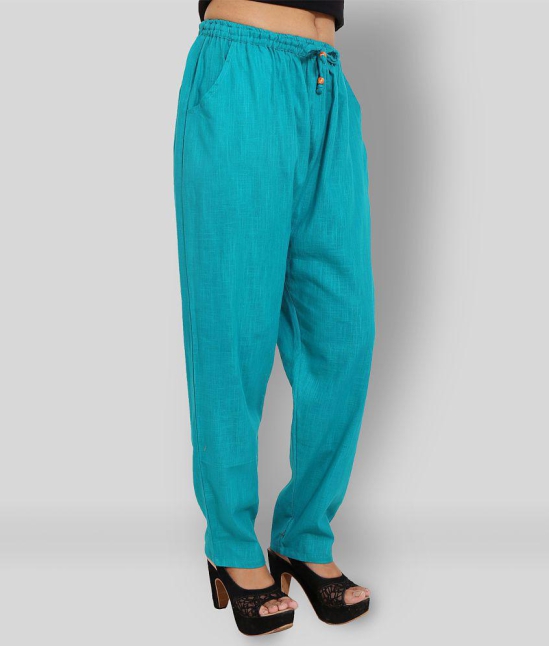 Lee Moda - Turquoise Cotton Regular Fit Women's Casual Pants  ( Pack of 1 ) - Free Size