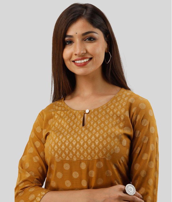 MAUKA - Gold Straight Rayon Womens Stitched Salwar Suit ( Pack of 1 ) - XS