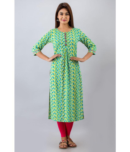 FabbibaPrints - Green Rayon Womens Straight Kurti ( Pack of 1 ) - None