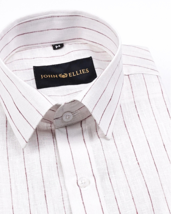 Zenith Potter''s Pink Stripe On White Linen Shirt-40 / M