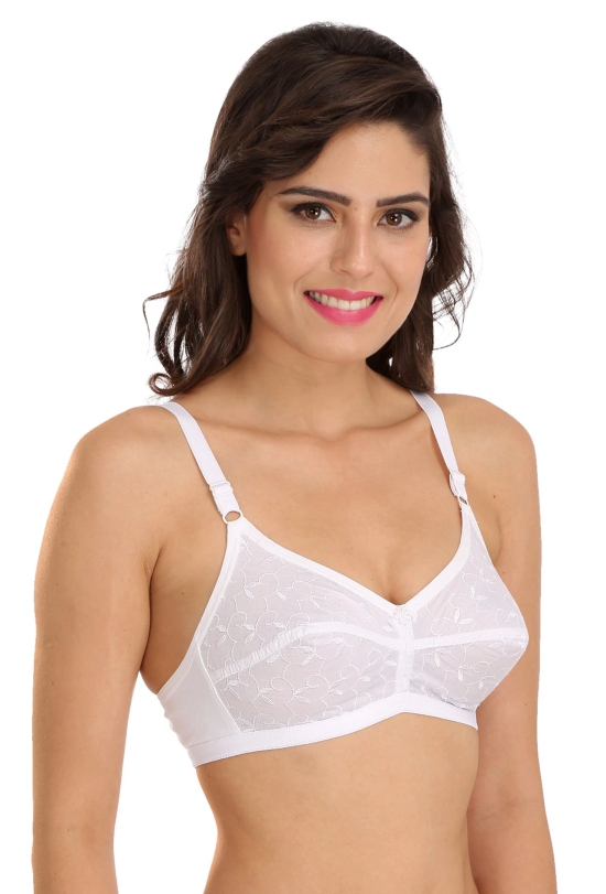 Black C-1212 Women Cotton Chiken Fabric Cotton Full coverage Bra-40 / B / Black