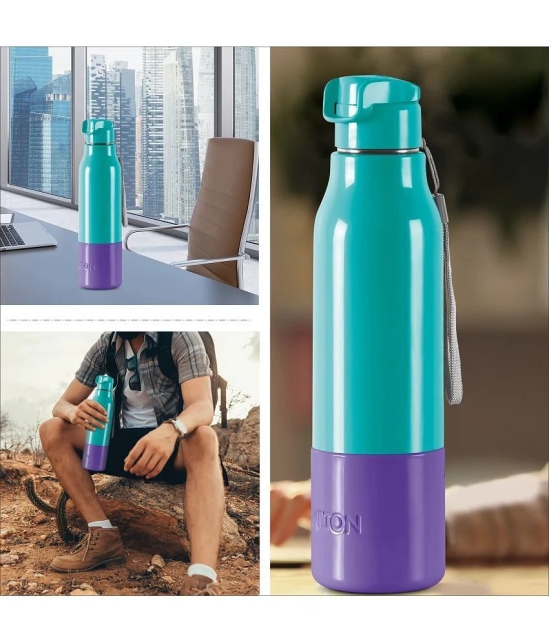 Milton Steel Sprint 900 Insulated Inner Stainless Steel Water Bottle, 630 ml, Aqua Green | Hot or Cold | Easy Grip | Leak Proof |Kids School Bottle | Office | Gym | Hiking | Treking | Travel