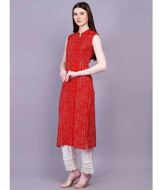 JC4U Rayon Printed Straight Womens Kurti - Red ( Pack of 1 ) - None