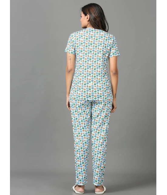 JILZ Turquoise Cotton Womens Nightwear Nightsuit Sets ( Pack of 1 ) - None