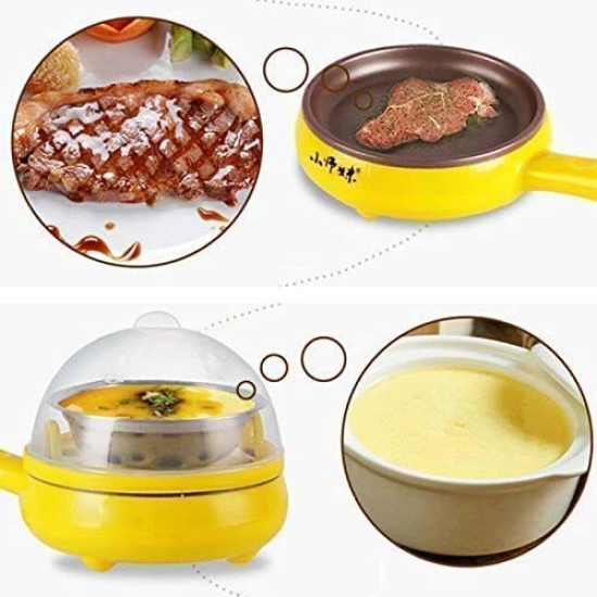 Multifunctional 2 in 1 Electric Egg Boiling Steamer Egg Frying Pan Egg Boiler Electric Automatic off with Egg Boiler Machine Non-Stick Electric Egg Frying Pan