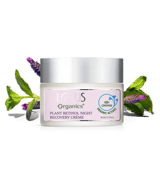 Lotus Organics+ Bakuchiol Plant Retinol Recovery Night Cream, Reduces Fine Lines & Wrinkles, 50g