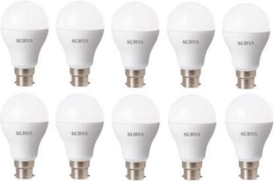 SURYA 7 W Round B22 LED Bulb  (White, Pack of 10)