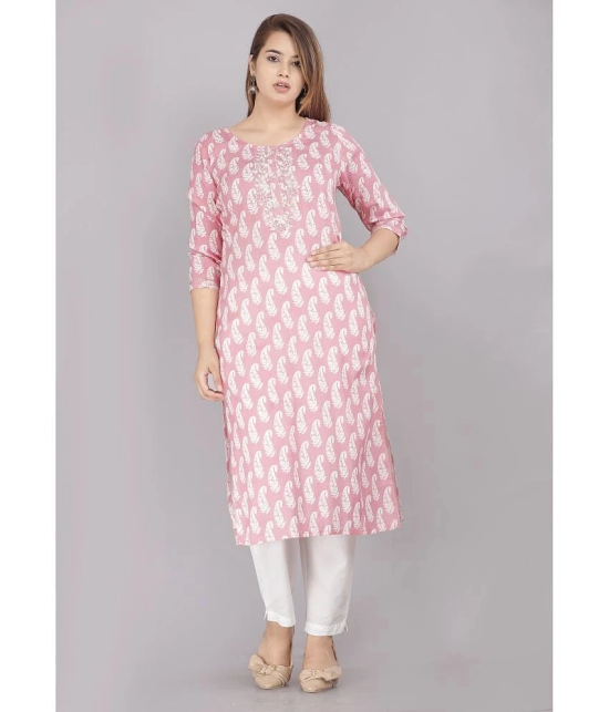 JC4U - Pink Cotton Womens Straight Kurti ( Pack of 1 ) - None