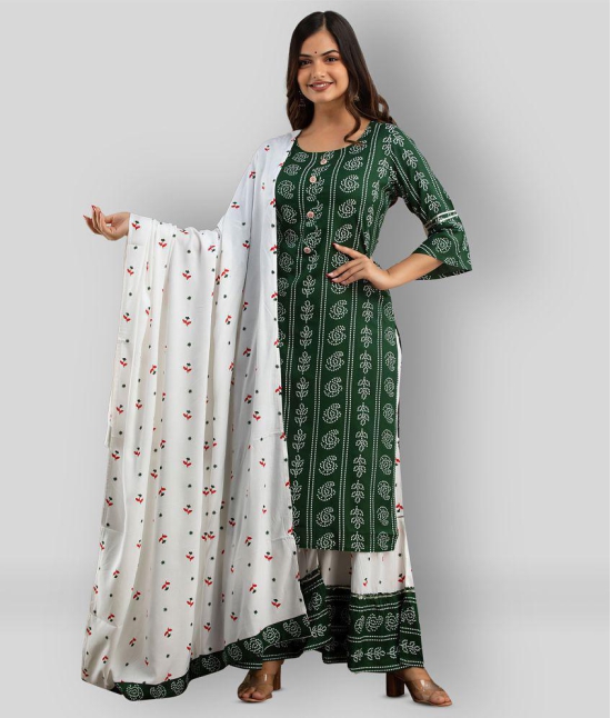 Lee Moda - Olive Straight Rayon Women's Stitched Salwar Suit ( Pack of 1 ) - M