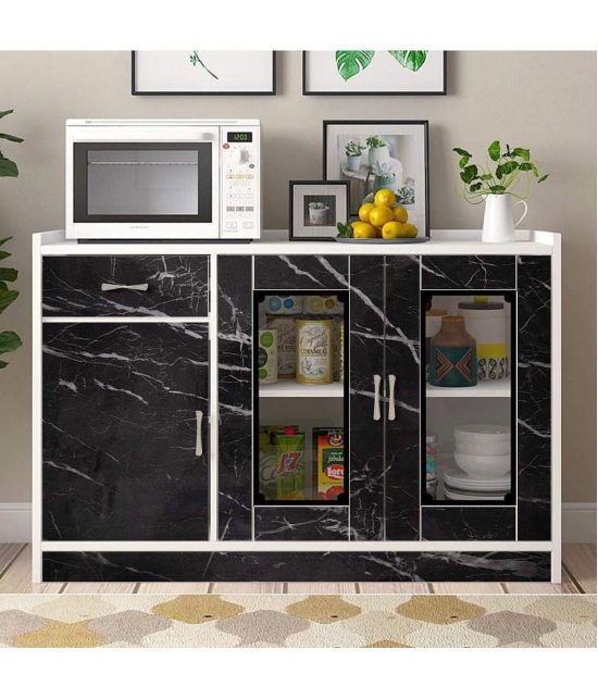 GEEO Black marble design for kitchen foil wallpaper, Wall Sticker ( 200 x 60 cms )