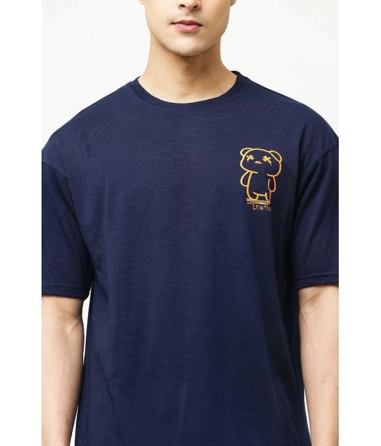 Leotude - Navy Cotton Blend Oversized Fit Mens T-Shirt ( Pack of 1 ) - None