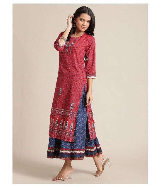 KSUT Red Viscose Straight Kurti - Single - S