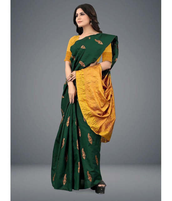 Om Shantam Sarees - Green Art Silk Saree With Blouse Piece ( Pack of 1 ) - Green