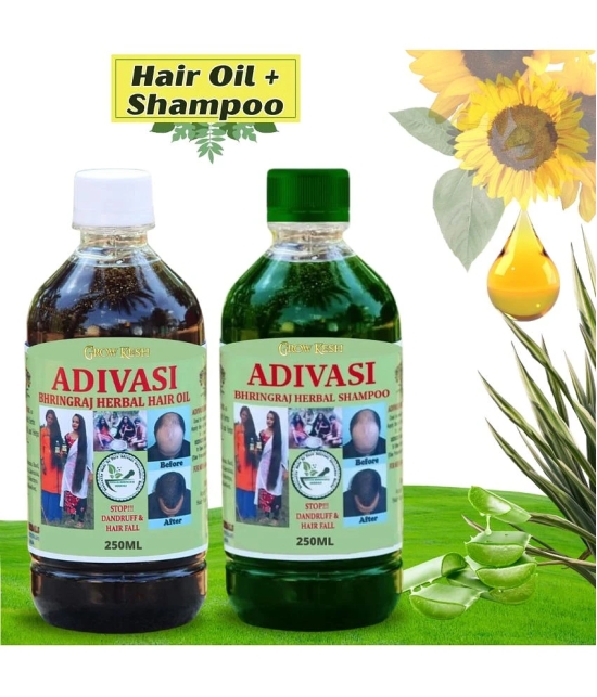 Adivasi Bhringraj Natural Hair Growth Herbal Hair Oil and Shampoo Combo(250 ml)(250 ml)Pack of 2