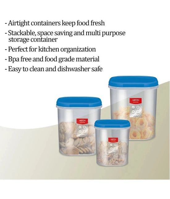 Milton Quadra Storage Container, Set of 3, 2000 ml, 3000 ml, 4000 ml, Blue - Blue