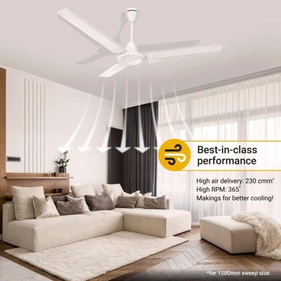 Atomberg Ameza 1200 mm BLDC Motor with Remote 3 Blade Ceiling Fan ( White, Pack of 1)