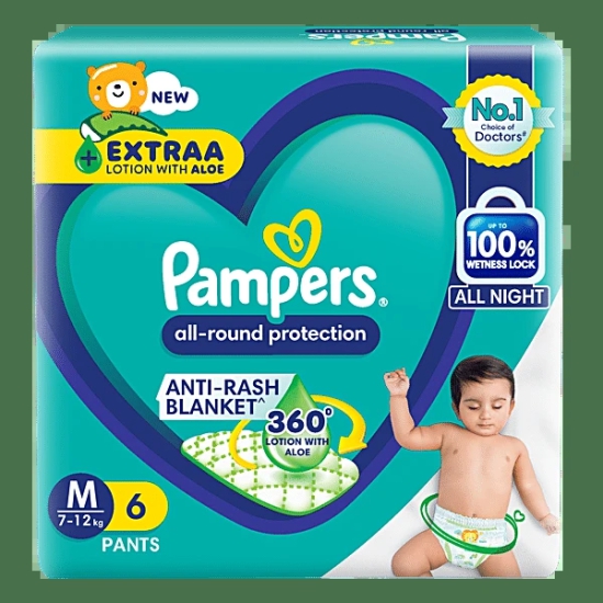 Pampers Diaper Pants - All-Round Protection, Medium, 7-12 Kg, 6 Pcs