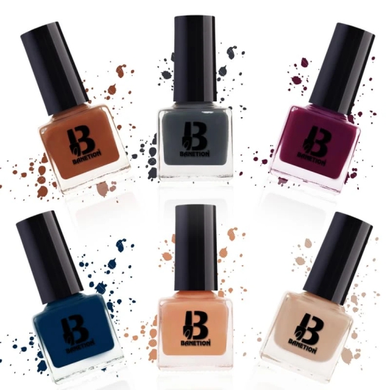 BANETION Nail Polish Combo Pack of 6 | Non UV - Gel Finish Seaweed Enriched Formula| Long Lasting|Cruelty and Toxic Free Paint (9ml)