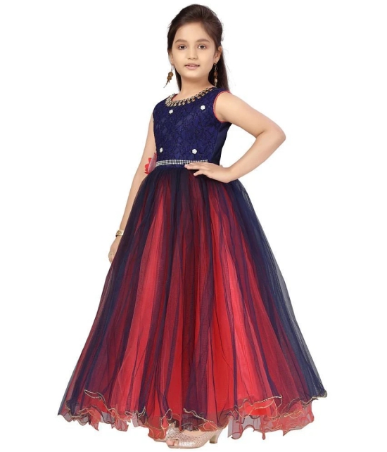 Aarika - Polyester Red & Blue Girls Gown ( Pack of 1 ) - None