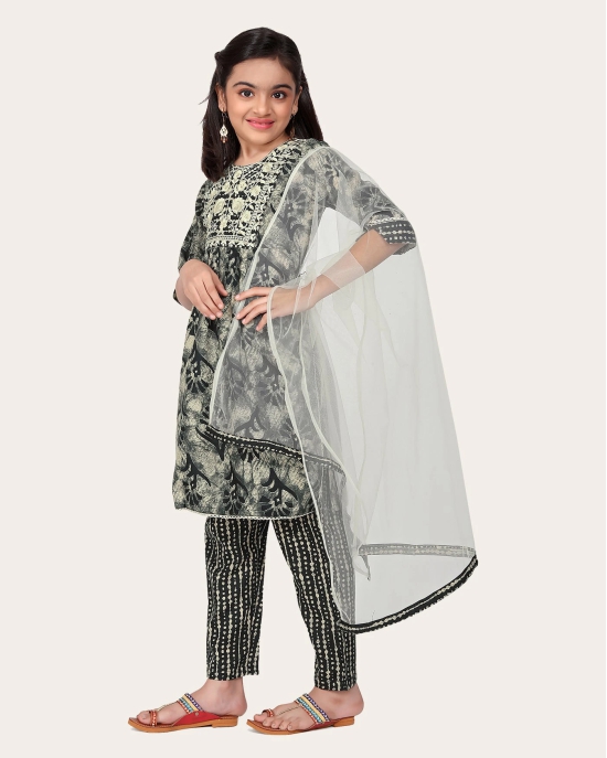 Girls Festive & Party Kurta, Pyjama & Dupatta Set-Black / 12 - 13 Years