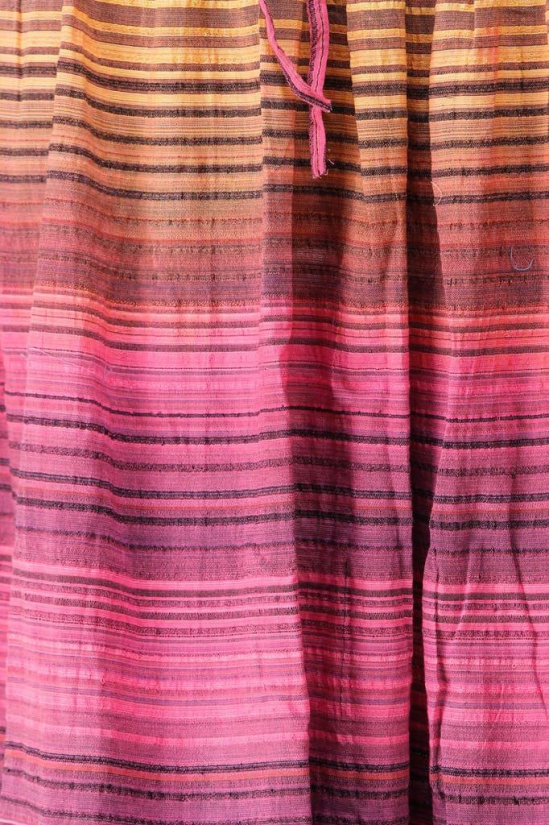 Wild-Orchid Long Summer Skirt with Stripes Woven in Multi-Color Thread and Dori on Waist