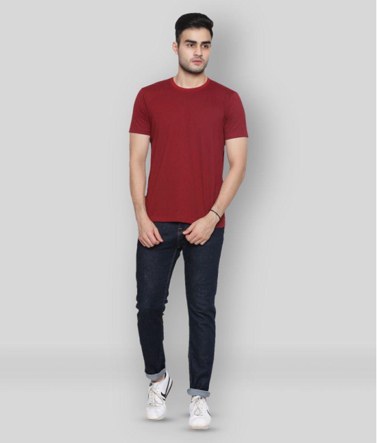 GENTINO - Maroon Cotton Blend Regular Fit Men's T-Shirt ( Pack of 1 ) - None