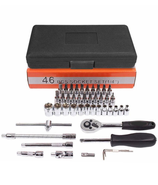 BLUE-46Pcs Wrench Socket Screwdriver Set For Car/Motorcycle & Home Repairing Tool Kit