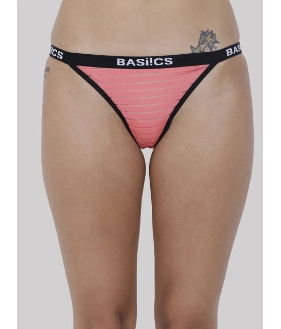 BASIICS By La Intimo Pack of 1 Polyester Striped Womens Crotchless ( Coral ) BCPTH01 - None