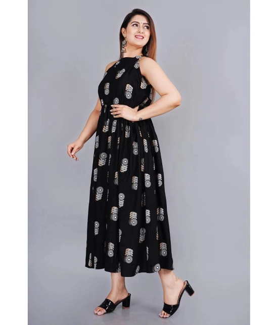 Smien - Black Rayon Womens Anarkali Kurti ( Pack of 1 ) - None