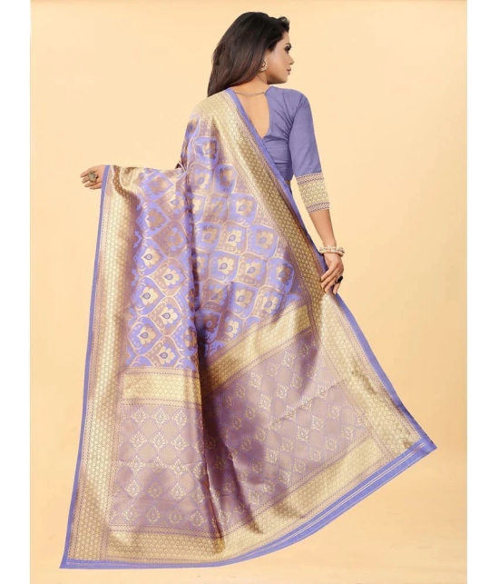 Gazal Fashions - Purple Banarasi Silk Saree With Blouse Piece ( Pack of 1 ) - Purple