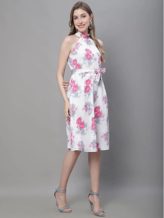 MINI & MING Floral Print Georgette Fit & Flare Dress