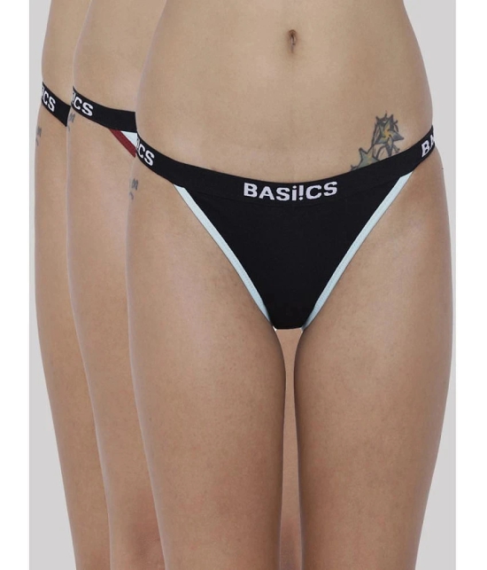 BASIICS By La Intimo - Multicolor BCPBR090C Cotton Lycra Solid Womens No Panty Line ( Pack of 3 ) - None