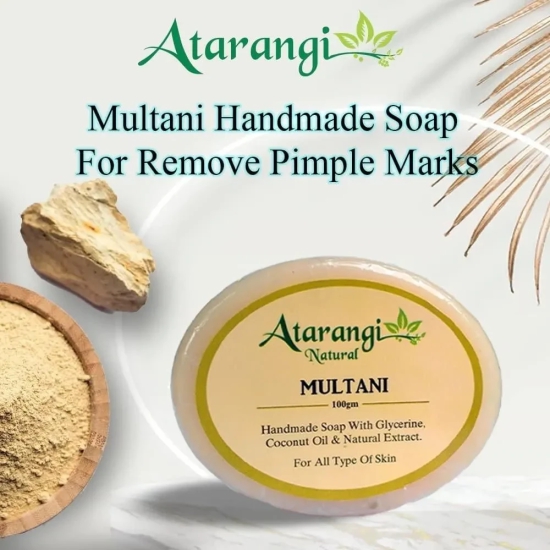 Multani Mitti Handmade Soap With Multani Mitti For Remove Pimple Marks (Pack Of 4)-Pack of 4