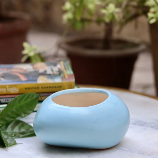 Blue Pebble Planter-Single