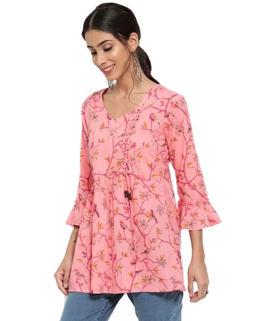 Antaran Cotton Printed A-line Womens Kurti - Pink ( Pack of 1 ) - None