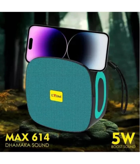 CYOMI CY_MAX614 5 W Bluetooth Speaker Bluetooth v5.0 with SD card Slot Playback Time 10 hrs Green - Green