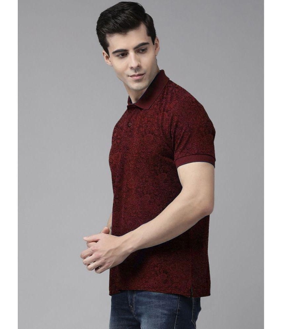 ADORATE Cotton Blend Regular Fit Printed Half Sleeves Men''s Polo T Shirt - Wine ( Pack of 1 ) - None