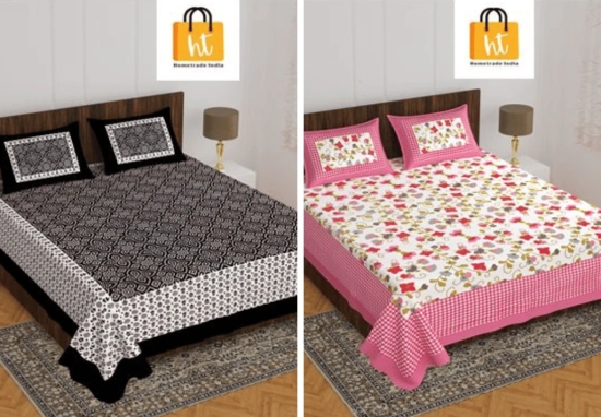 Bedsheet  Adda -100% Pure Cotton Jaipuri Printed Double Bedsheet--121