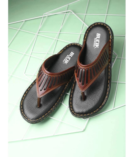 Bucik BROWN Mens Leather Slipper - None