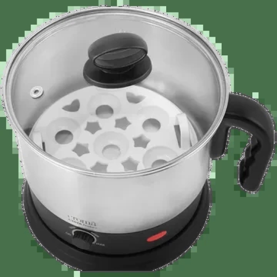 Croma 600 Watt 1.28 Litre Multi Cook Kettle with Auto Shut-off (Black and Silver)