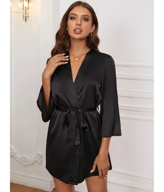 CELOSIA Satin Robes - Black Single - Free Size