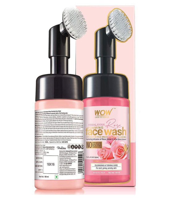 WOW Skin Science Himalayan Rose Foaming Face Wash with Built-in Face Brush - 100mL