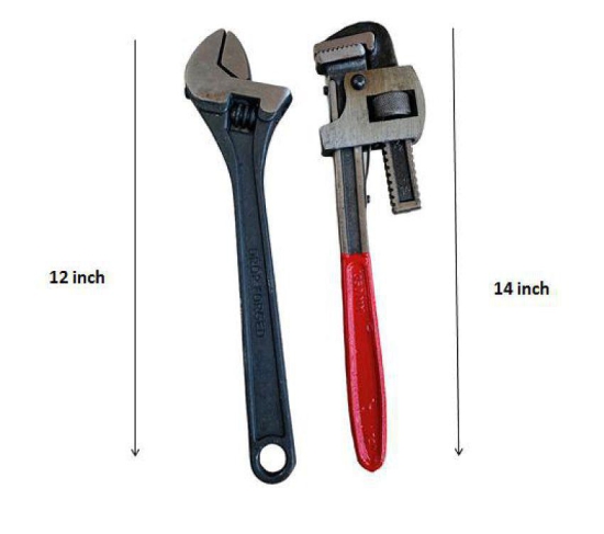 Manvi-Hand Tool Socket Wrench Perfect Combo Heavy Duty 14inch Pipe Wrench & 12inch Adjustable Wrench