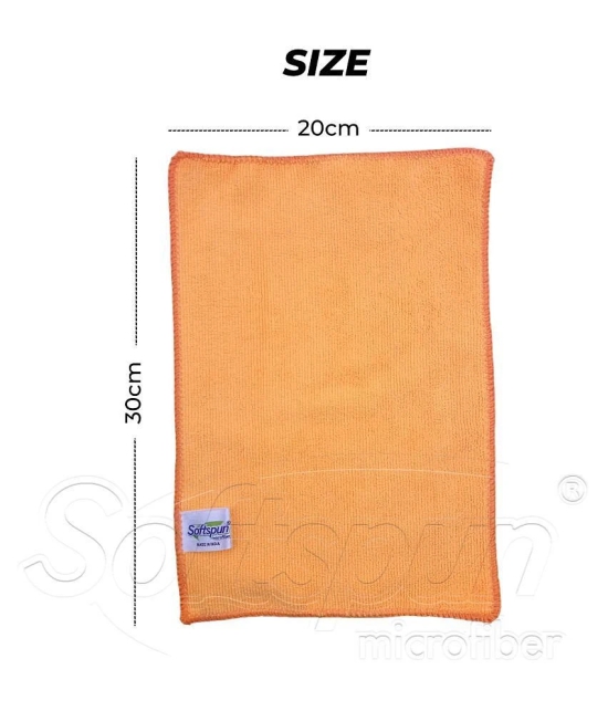 SOFTSPUN Microfiber Cloth -15 pcs - Small - 20x30 cms - 340 GSM Orange - Thick Lint & Streak-Free Multipurpose Cloths -Automotive Microfibre Towels for Car Bike Cleaning Polishing Washing & 