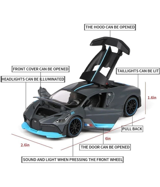 sevriza 1:32 Scale Model Alloy Metal Bugatti Divo Sports Car Model with Light and Sound Open Doors Pull Toy, Multi - Multi-Color