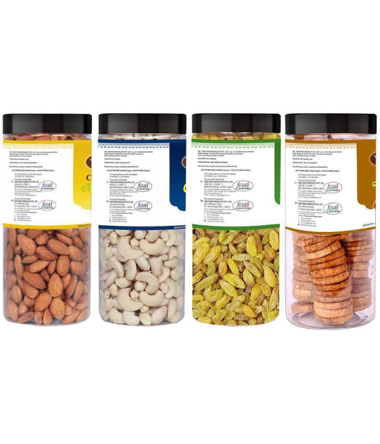 YUM YUM Dry Fruits Combo Pack 1Kg (Almonds 250g,Cashew 250g,Raisins 250g, Anjeer Figs 250g) Jar Each