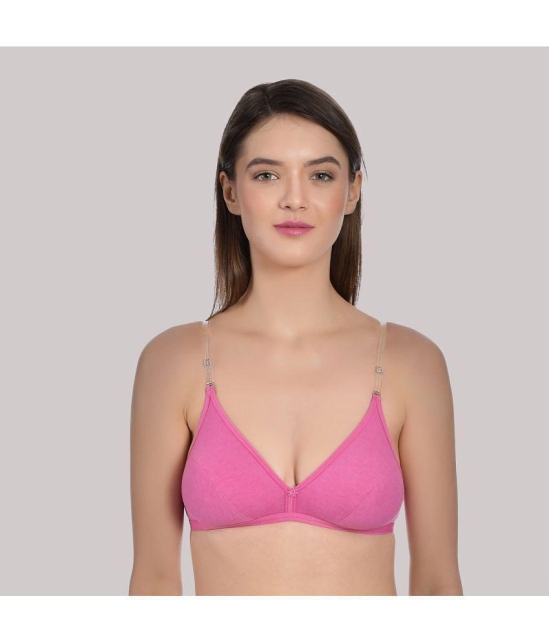 AIMLY - Pink Cotton Blend Non Padded Womens T-Shirt Bra ( Pack of 2 ) - None